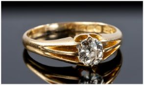 18ct Gold Single Stone Diamond Ring, Set With A Round Cut Diamond, Fully Hallmarked For Chester,