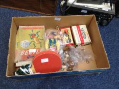 Miscellaneous Toys, Comprising Chad Valley Beetle Game, 3 Pelham Puppets, Draughts Etc.