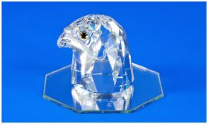 Swarovski Crystal Small Falcon Head Smooth Base. Number 7645NR45. Size 1.5 inches in height. With