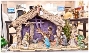 Large Model of Xmas Nativity Scene depicting Baby Jesus and Wise Men. 28 by 18 inches.