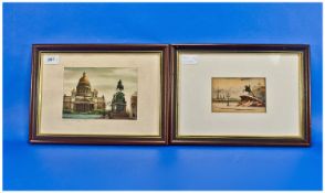 Two Small Watercolours Of Eastern European Architecture. Believed to be the same artist. One