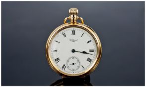 Waltham Fine 18ct Gold Gents Open Faced Pocket Watch. Hallmarked Birmingham 1919. 19 jewells, 5