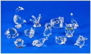Swarovski Silver Crystal. Fine Collection of Miniature and small animal and bird figures. 12 in