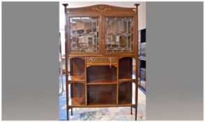 An Edwardian Inlaid Mahogany Art Nouveau Style Display Cabinet, With Two Leaded Glass Doors To The