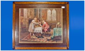 A Framed Print After De Andreis, entitled `Chaff`. Depicting an 18th century interior room setting