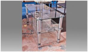 Modern Silvered Chrome Three Shelf Coffee Table