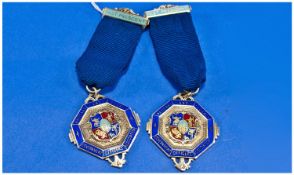 Pair Of Silver Enamelled Medals National & Local Government Association Officers. Past President,