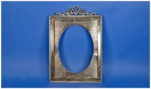 Silver Rectangular Photo Frame With Moulded Edge Surmounted By A Garland Bow, Fully Hallmarked For