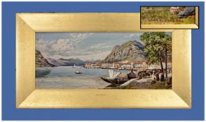 Charles Rowbotham 1826-1904, A Fine Watercolour Of Lake Como Lecco, depicting the harbour and quay