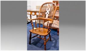 Early 19thC Windsor Chair Ash And Elm Framed Windsor High Hoop Back Chair, Spindle Supports With