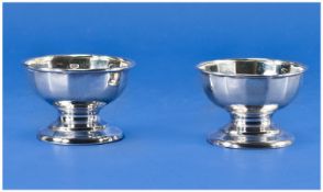 A Silver Pair of Small Fluted Pedestal Bowls. Hallmarked Birmingham 1913. Good quality. 2 inches