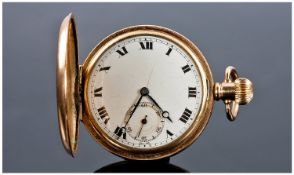 Gold Plated Full Hunter Pocket Watch. c.1920`s. Dennisun star case. Guaranteed 10 years. Good