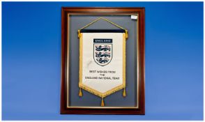 Kevin Keegan OBE Signed And Framed England National Team Football Pennant. Together With Signed