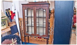 Edwardian Mahogany Double Astral Glazed Door Display Cabinet, on square tapering legs, small canopy