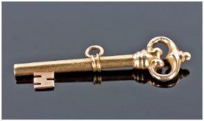 Novelty Pocket Watch Key, In The Form Of A Key For a Lock, Length 35mm. 19thC