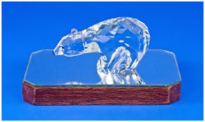 Swarovski Crystal Figure `Large Polar Bear`, black eyes and nose. Number 7649NR85. Issued 1986. 3.5