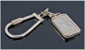 A Heavy Quality Silver Keyring and Chain featuring a 20 gram pure silver (999 standard) ingot. The