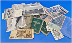 Collection Of German Nazi Related Ephemera, Comprising Postcards, ID Books With Photos, Official