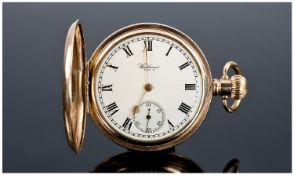 Waltham Full Hunter Pocket Watch, White Enamel Dial, Roman Numerals With Subsidiary Seconds, 50mm