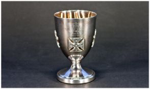 Elizabeth II Silver Jubilee Goblet in medieval form engraved with grown E.R. 1952-77 hallmarked