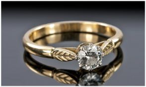 18ct Gold Single Stone Diamond Ring, Set With a Round Modern Brilliant Cut Diamonds, Estimated