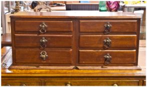 Miniature Mahogany Set Of Six Drawers. Height 11 Inches, 25 Inches Wide