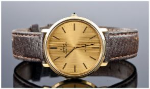 Omega De Ville Gold Plated Automatic Gents Wrist Watch, fitted on a leather strap, boxed. Excellent