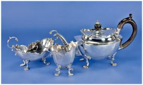 Victorian Good Quality Silver Singles 3 Piece Tea Service, comprising tea pot with hinged lid