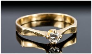 18ct Gold Single Stone Diamond Ring, Set With A Round Brilliant Cut Diamond, Unmarked, Tests 18ct,
