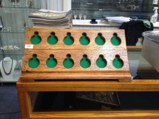 Oak Pocket Watch Display Stand for 12 vintage silver watches. Size 11` x 21``, as new condition