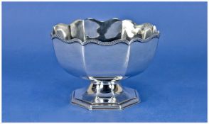 Silver Octagonal Pedestal Bowl, with snake style border edge and octagonal flared base. Hallmark
