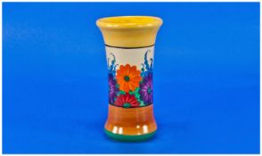 Clarice Cliff 1930`s Trumpet Shaped Vase `Gayday` Design. Date 1930. Bizarre range. Stands 6.25