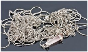 A Good Collection Of Hallmarked Silver Chain And Bracelets. Over 24 pieces in total. 78.7 grams.