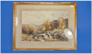 Watercolour by W. T. Widgery of a Stream and Trees Scene. 15 by 24 Inches.