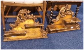 Matched Pair Of French Giltwood Wall Brackets. Shaped Rococo Top With Two Shaped Shelves. Height 16