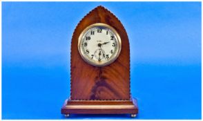 Small Edwardian Mahogany Mantle Clock, 8 Day Spring Movement, The Gothic Style Case With String
