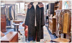 Vintage Lister Faux Fur Fabric Full Length Coat with marten collar, the `Lister high-pile Fabric`