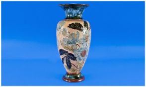 Royal Doulton Vase. c.1890`s, implied and raised floral and leaf pattern. Impressed mark to base.