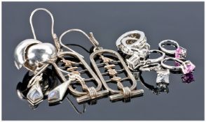 Collection Of Six Pairs Of Silver Earrings