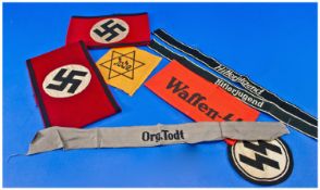 Collection Of German Nazi Related Items, Comprising Waffen-SS Arm Band, SS Patch, Star of David