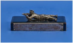 World War I Sharp Shooters Silvered Figural Trophy. Preserved to Sgt. I Macpherson for highest