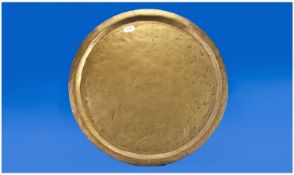 Large Brass Middle Eastern Tray Engraved With Arabic Script To Its Centre. 24 inch diameter. Circa