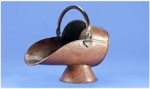 Antique Victorian Copper Coal Scuttle with swing handles. c 1880