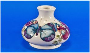 Moorcroft Collectors Club 1993 Vase. `Butterflies` on cream ground. Full Moorcroft mark to