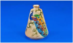 Locke & Co Worcester Hand Painted Miniature Vase. Circa 1880`s. Pheasants on blush ivory ground. 3