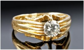 18ct Gold Set Single Stone Diamond Ring, of excellent colour and clarity. Estimated 55 points.