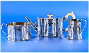 A Mid Victorian Fine Quality Silver 3 Piece Tea Service Makers Mark Robert Harper. Top silversmith