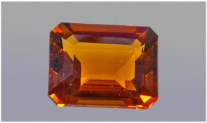 A Single Stone & Unmounted Emerald Cut Madeira Citrine. 44cts. Good colour.