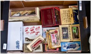 Mixed Lot Of Lledo and other die cast vehicles, including Pepsi cola, money bank. All boxed.
