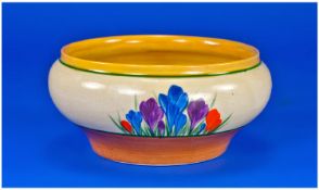 Clarice Cliff Hand Painted Small Bowl. `Crocus` pattern. Circa 1929-1930. 2.25 inches high, 4.25